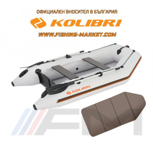 KOLIBRI - Надуваема моторна лодка с твърдо дъно KM-300 Book Deck Standard - светло сив